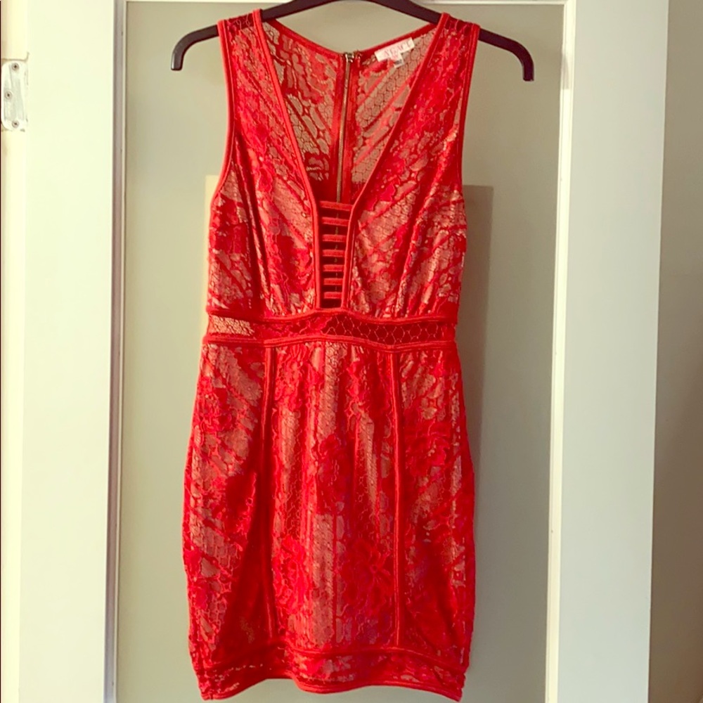 Red lace dress